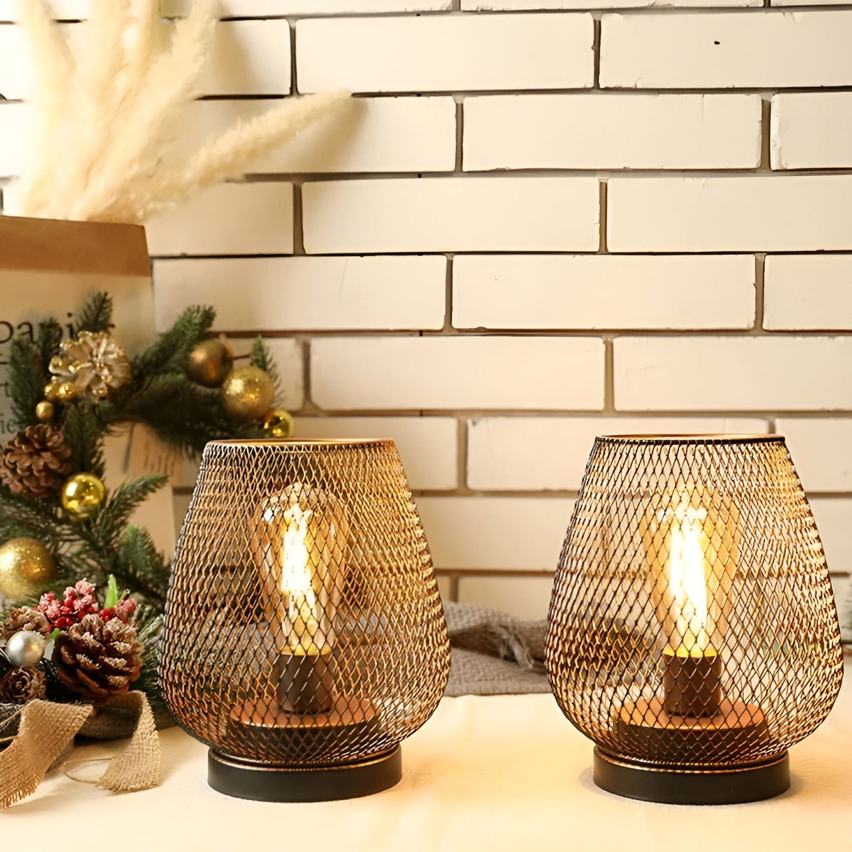 CageLuxe Lampa - Trådlös metallbur LED bordsbelysning Carvallo