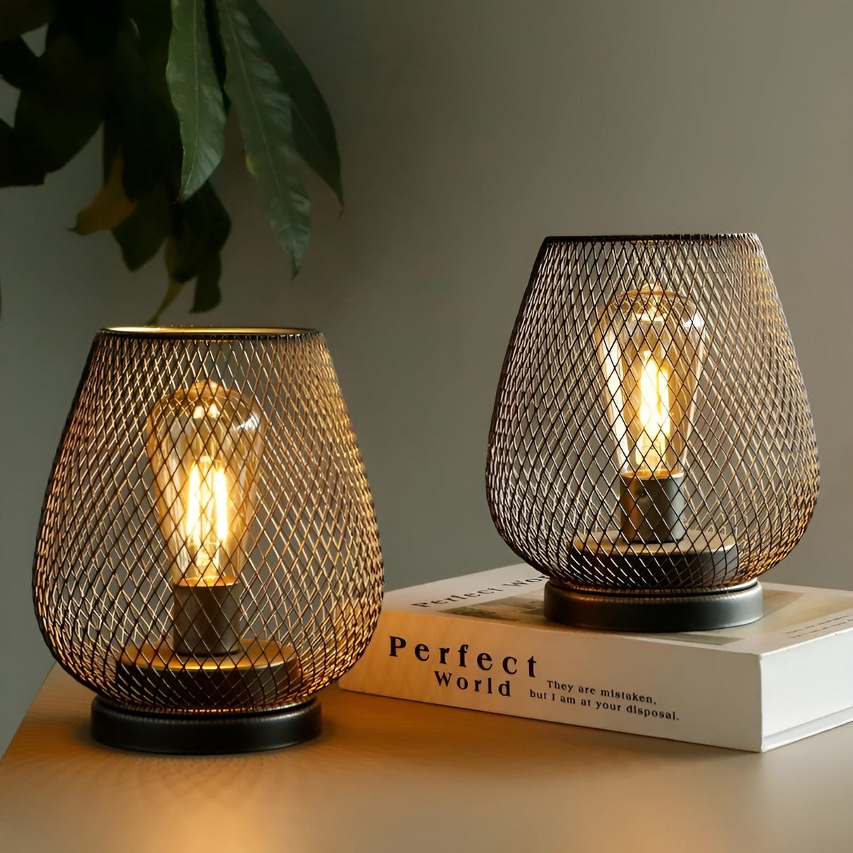 CageLuxe Lampa - Trådlös metallbur LED bordsbelysning Carvallo