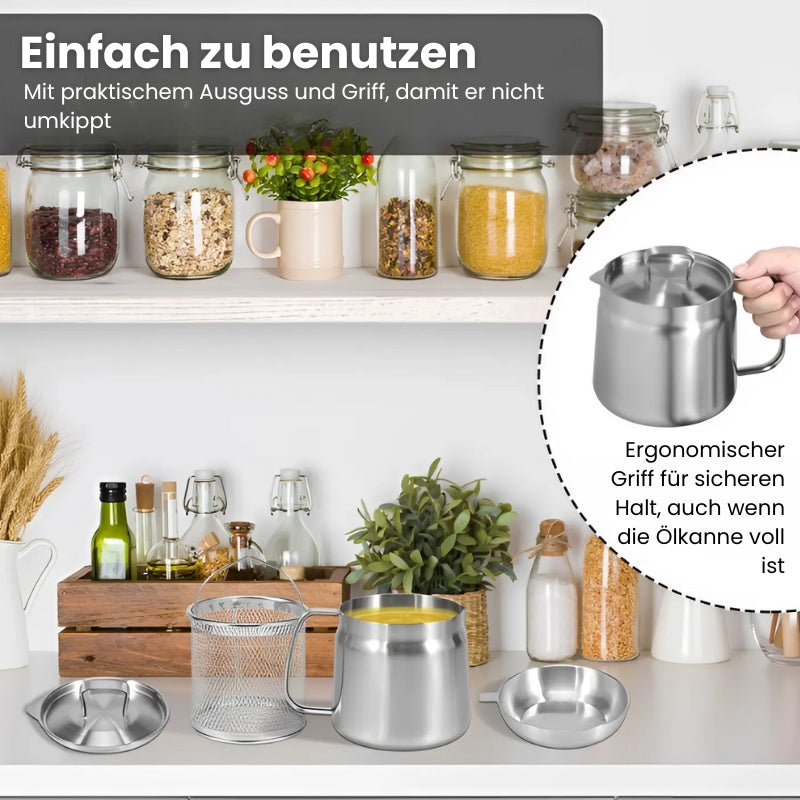Carvallo - Kök oljebehållare i rostfritt stål med sil Carvallo