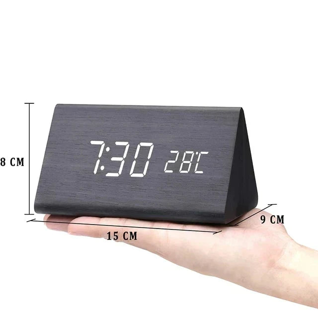 Väckarklocka Digital Trä LED Skärm Carvallo