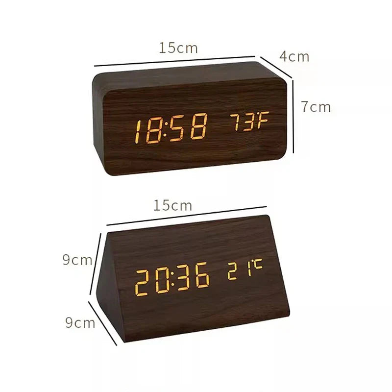 Väckarklocka Digital Trä LED Skärm Carvallo
