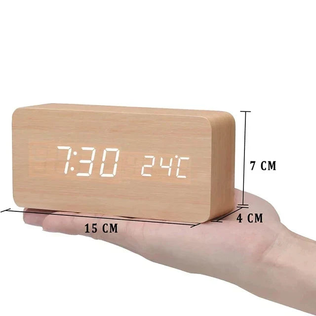 Väckarklocka Digital Trä LED Skärm Carvallo