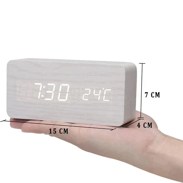 Väckarklocka Digital Trä LED Skärm Carvallo