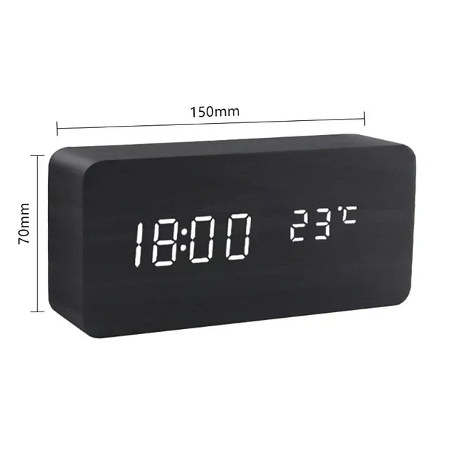 Väckarklocka Digital Trä LED Skärm Carvallo
