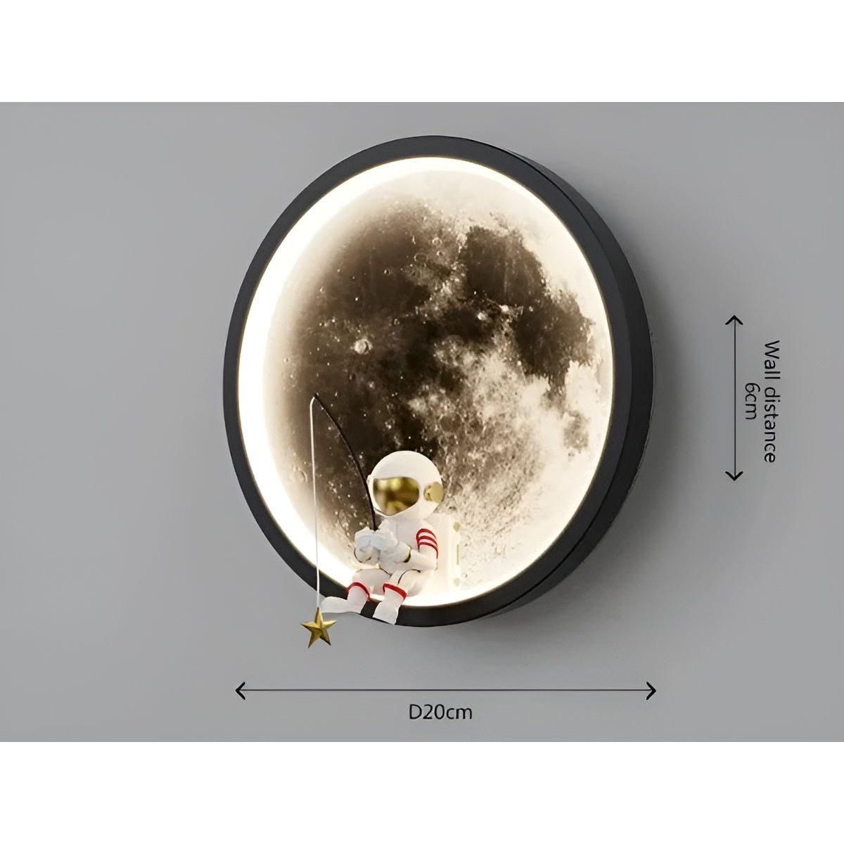 AstroGlow Ljus - Tecknad rymdman astronaut LED Rund måne vägglampa Carvallo