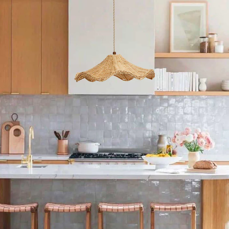 Boho Wicker Rattan Lampa i Lantstil Carvallo