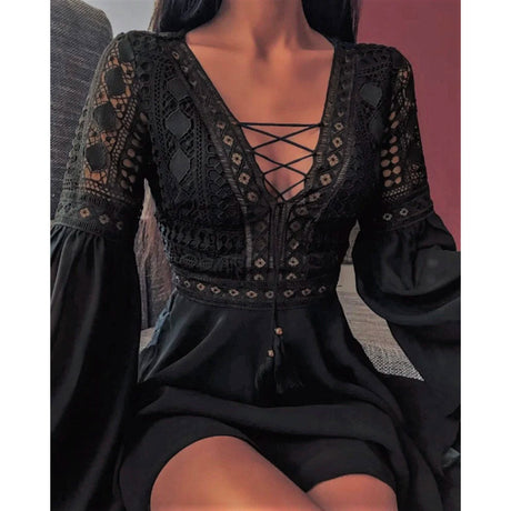 Boho chic spets klänning - Få komplimanger från alla-Clothes for women-Hemnix-Svart-S-Hemnix