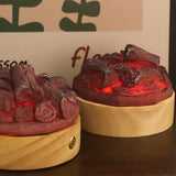 Modern LED-bordslampa – rund trä- och hartsdesign MILA Sverige