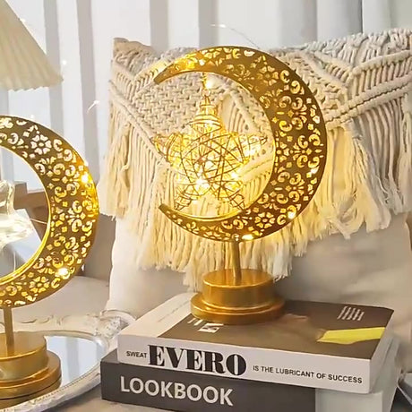 Moon & Star Orb LED-bordslampa – design av glas, järn och rotting MILA Sverige