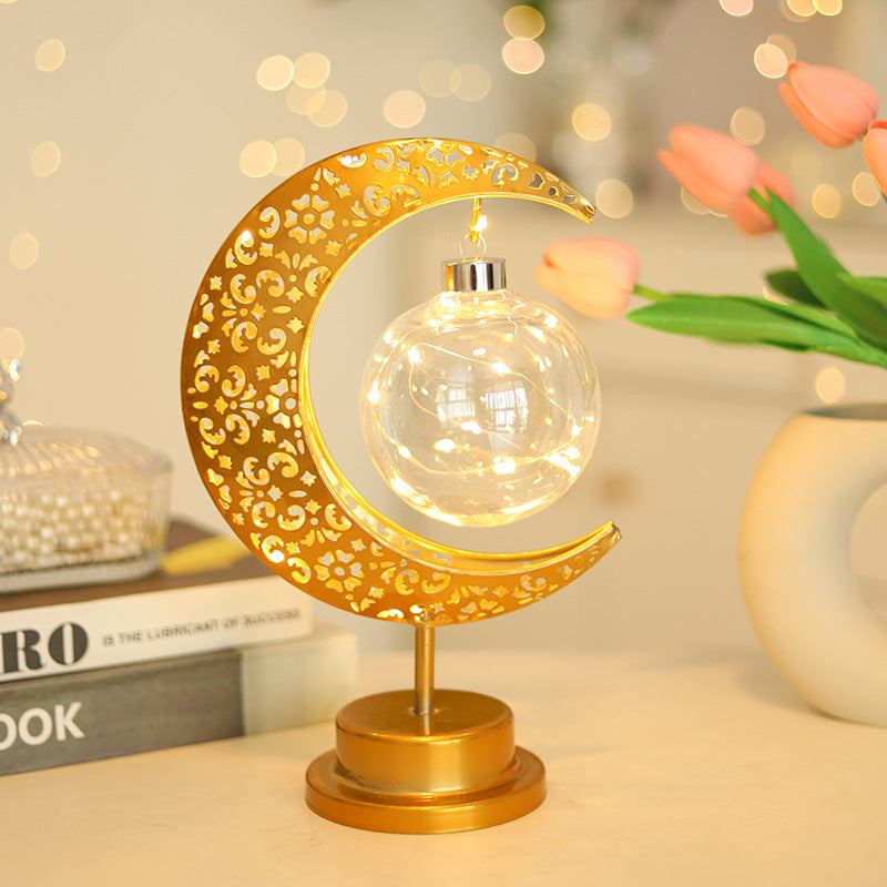 Moon & Star Orb LED-bordslampa – design av glas, järn och rotting MILA Sverige