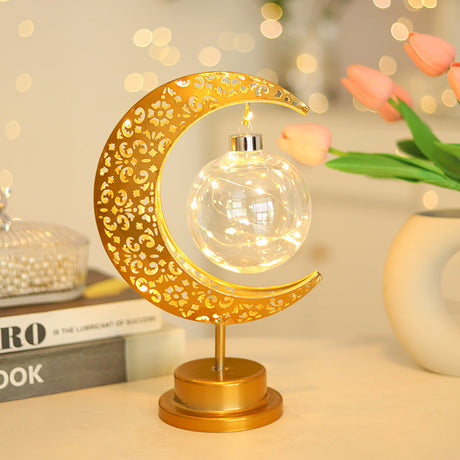 Moon & Star Orb LED-bordslampa – design av glas, järn och rotting MILA Sverige