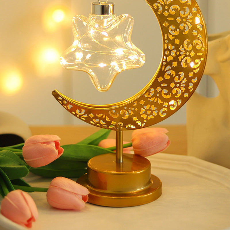 Moon & Star Orb LED-bordslampa – design av glas, järn och rotting MILA Sverige