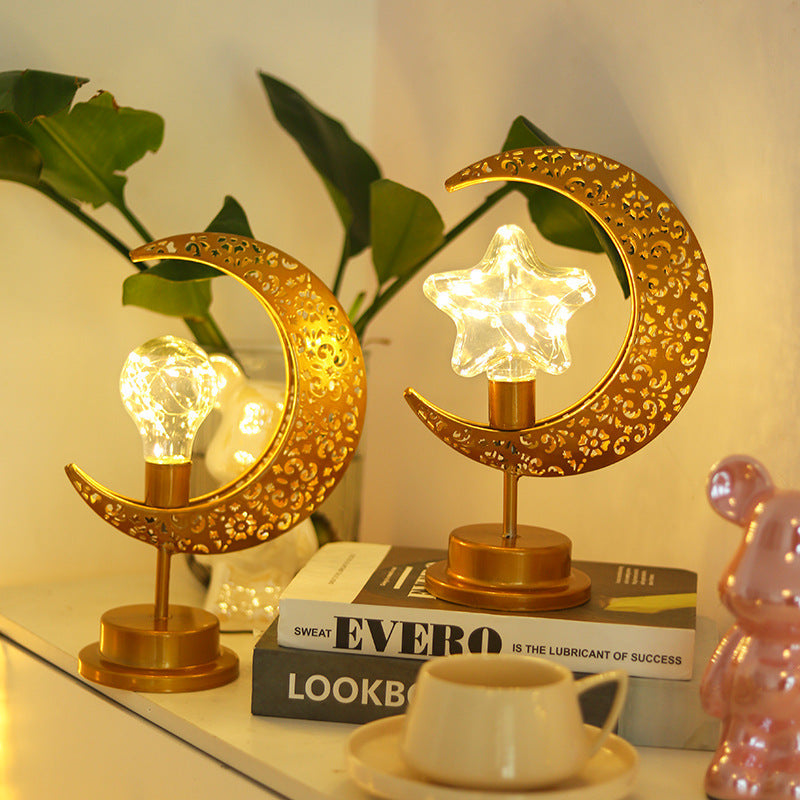 Moon & Star Orb LED-bordslampa – design av glas, järn och rotting MILA Sverige