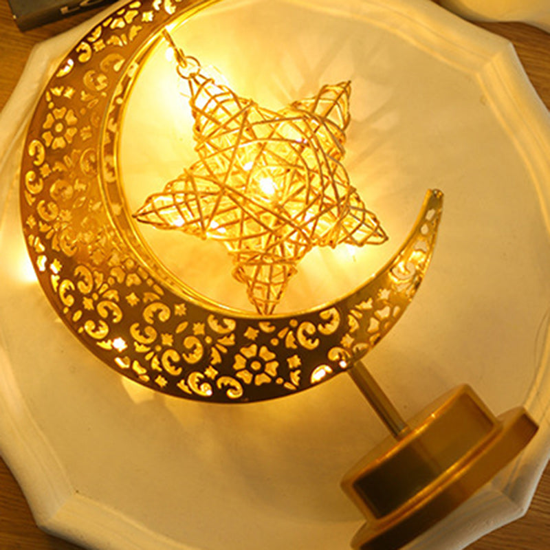 Moon & Star Orb LED-bordslampa – design av glas, järn och rotting MILA Sverige