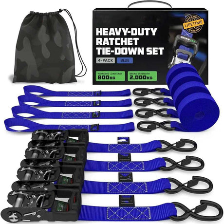 TightHold – Retractable Spännbandskit 4-pack | Självinrullande Spännband för Enkel och Stabil Lastsäkring-Tie Down Straps-BB-Blå - 4 Pack-Hemnix