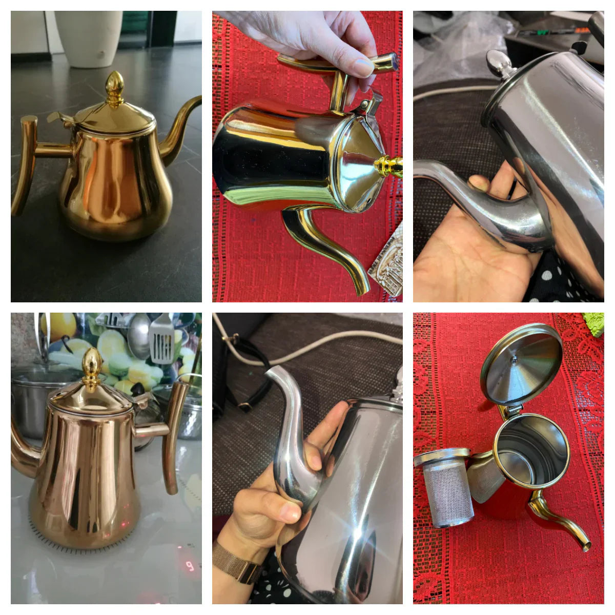 Royallure Induktionsklar Kettle i rostfritt stål med inbyggt fint filter Carvallo