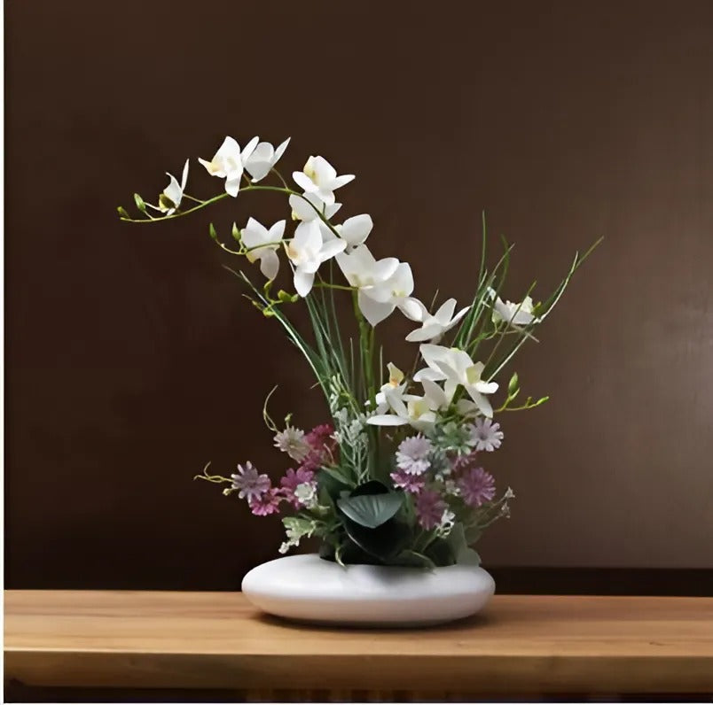 Modern Keramisk Duva Vases med Orkidé Fe Blomfigurer Carvallo
