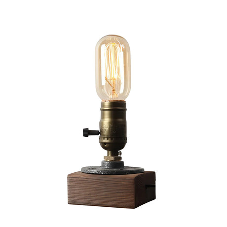 Retro trä industriell LED bordslampa med strömbrytarens design Carvallo