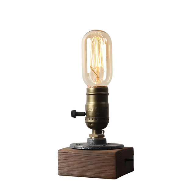 Retro trä industriell LED bordslampa med strömbrytarens design Carvallo