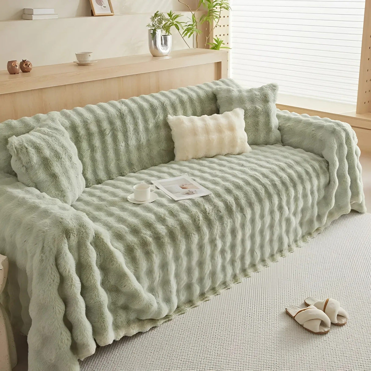 Vinter Fluffy Plush Sofföverdrag Carvallo