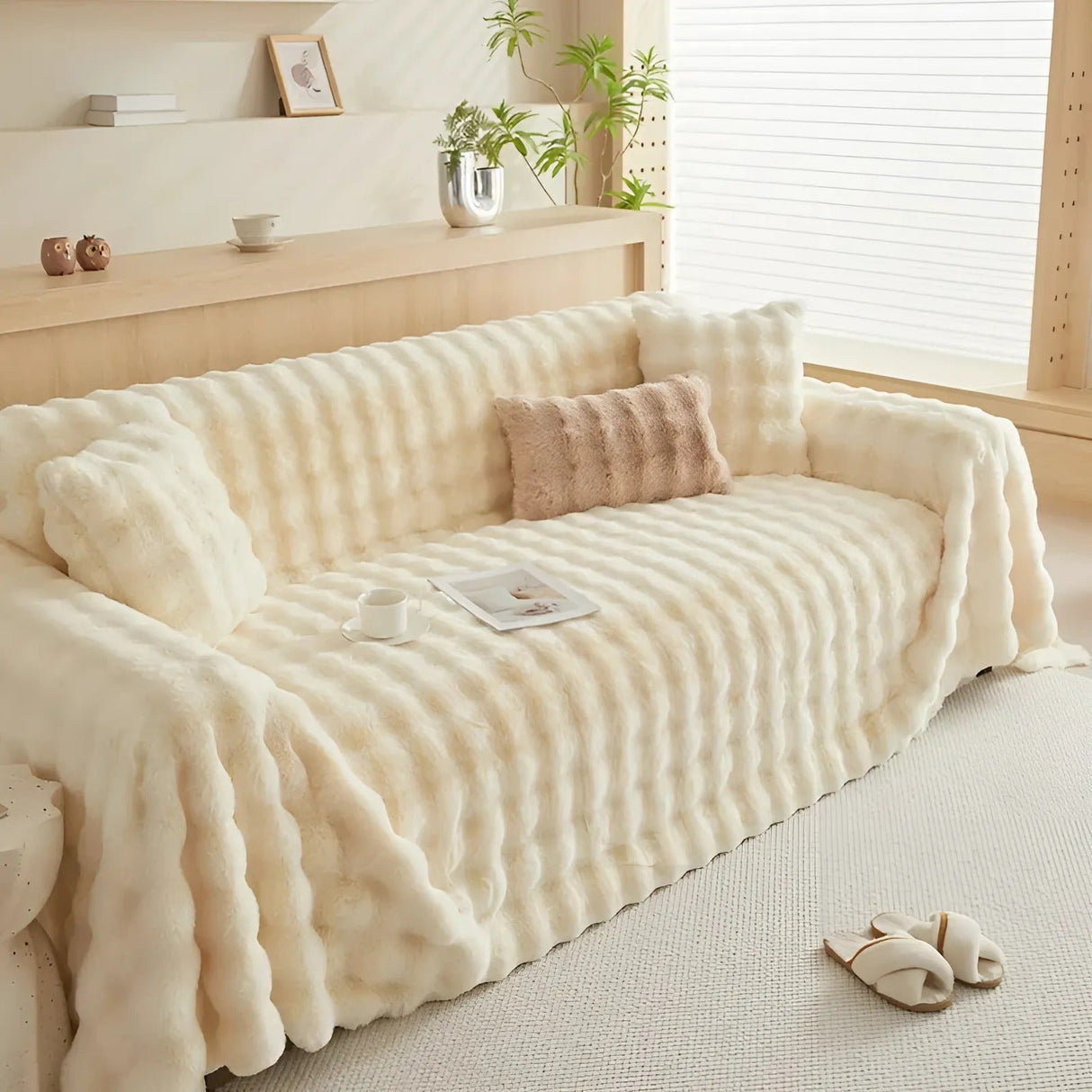 Vinter Fluffy Plush Sofföverdrag Carvallo