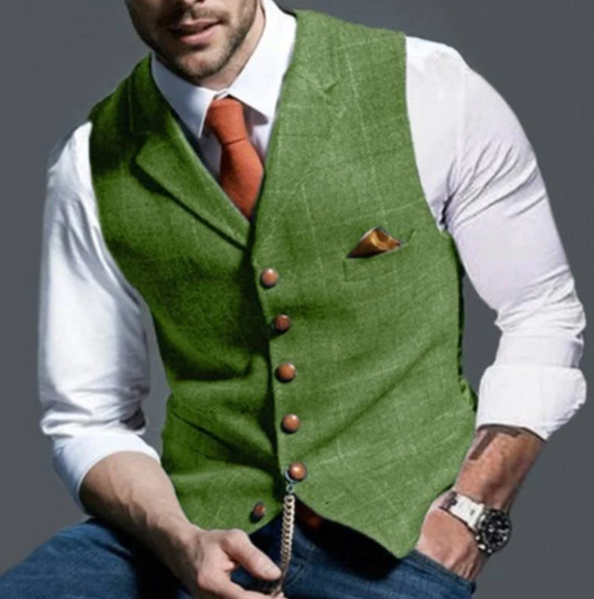 Herr Västar Rutig Stilren Polyester