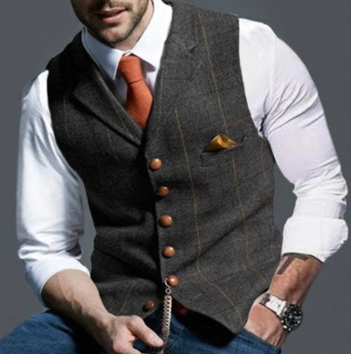 Herr Västar Rutig Stilren Polyester