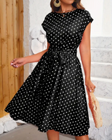 Damklänning Retro Chic Polka Mönster Flödande Polyester Hemnix