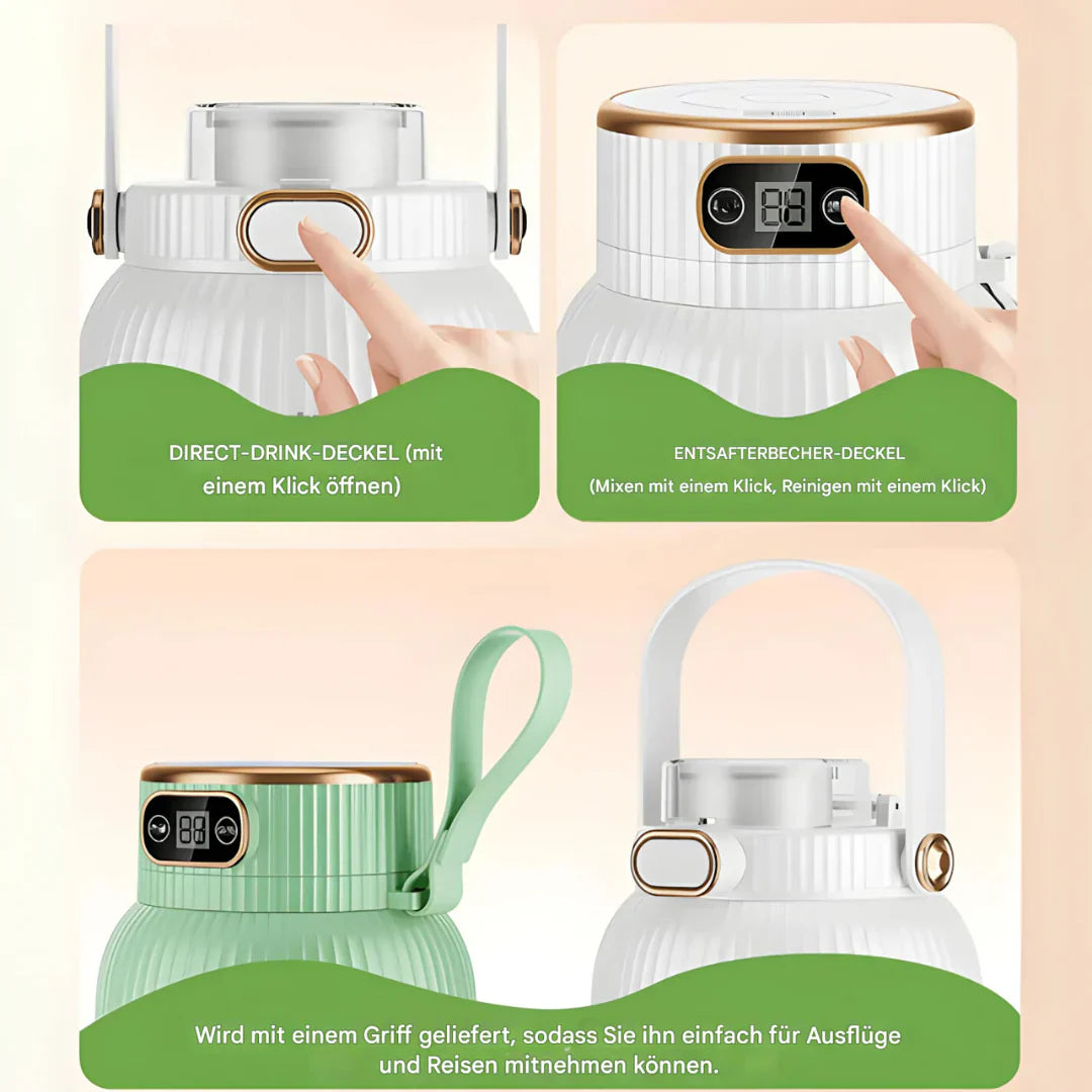 Bärbar multifunktionsblender med dubbellock och USB-laddningsfunktion – för smoothies och förvaringsbehållare Carvallo