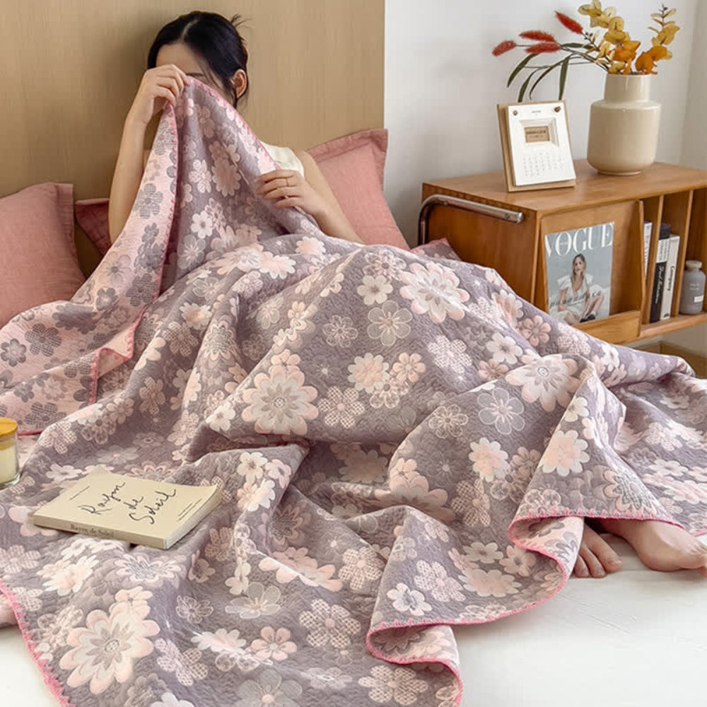 Reverie Floral Cotton Gauze Blanket Carvallo