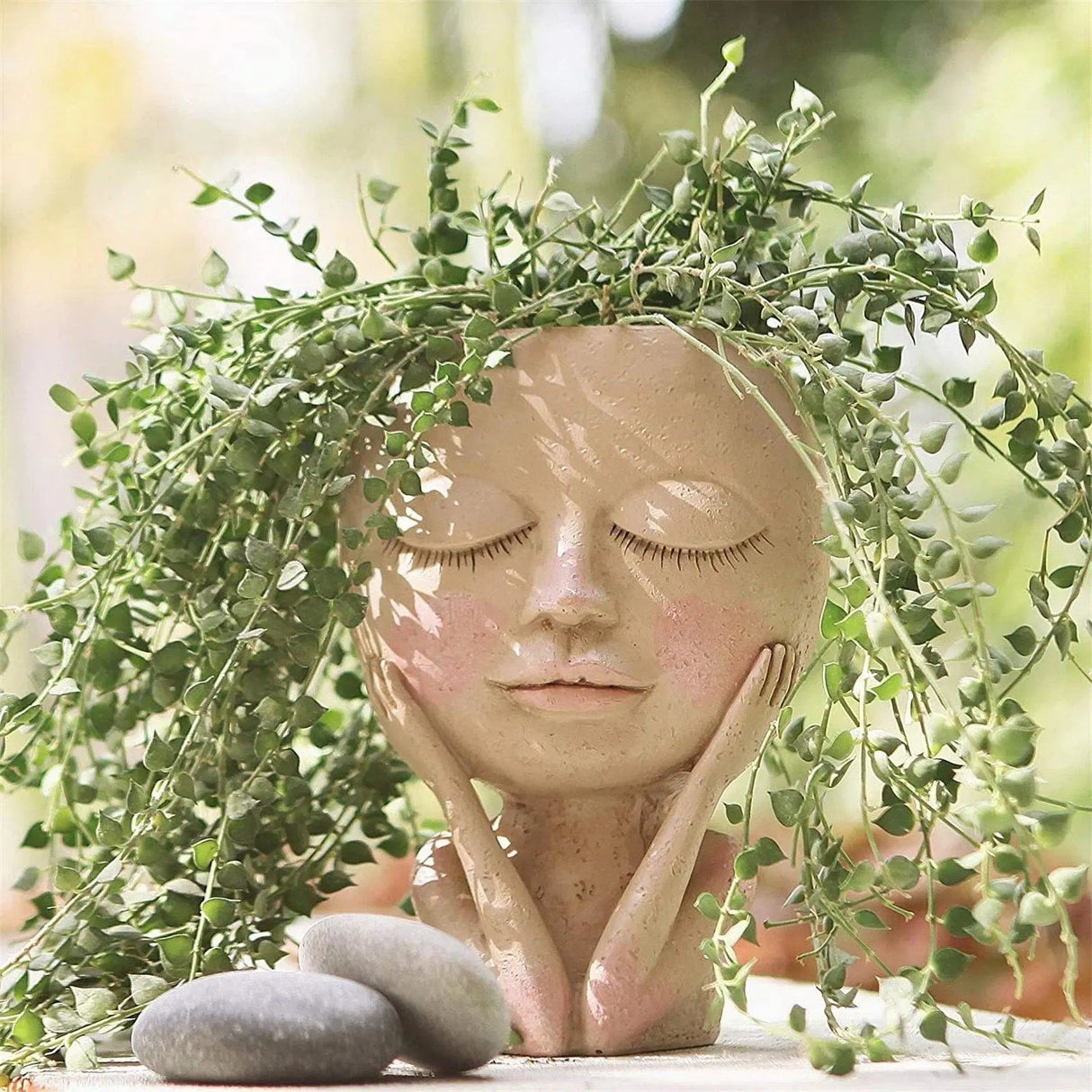 Carvallo – Elegant Resin Plant Pot with Artistic Facial Details Carvallo