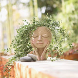 Carvallo – Elegant Resin Plant Pot with Artistic Facial Details Carvallo