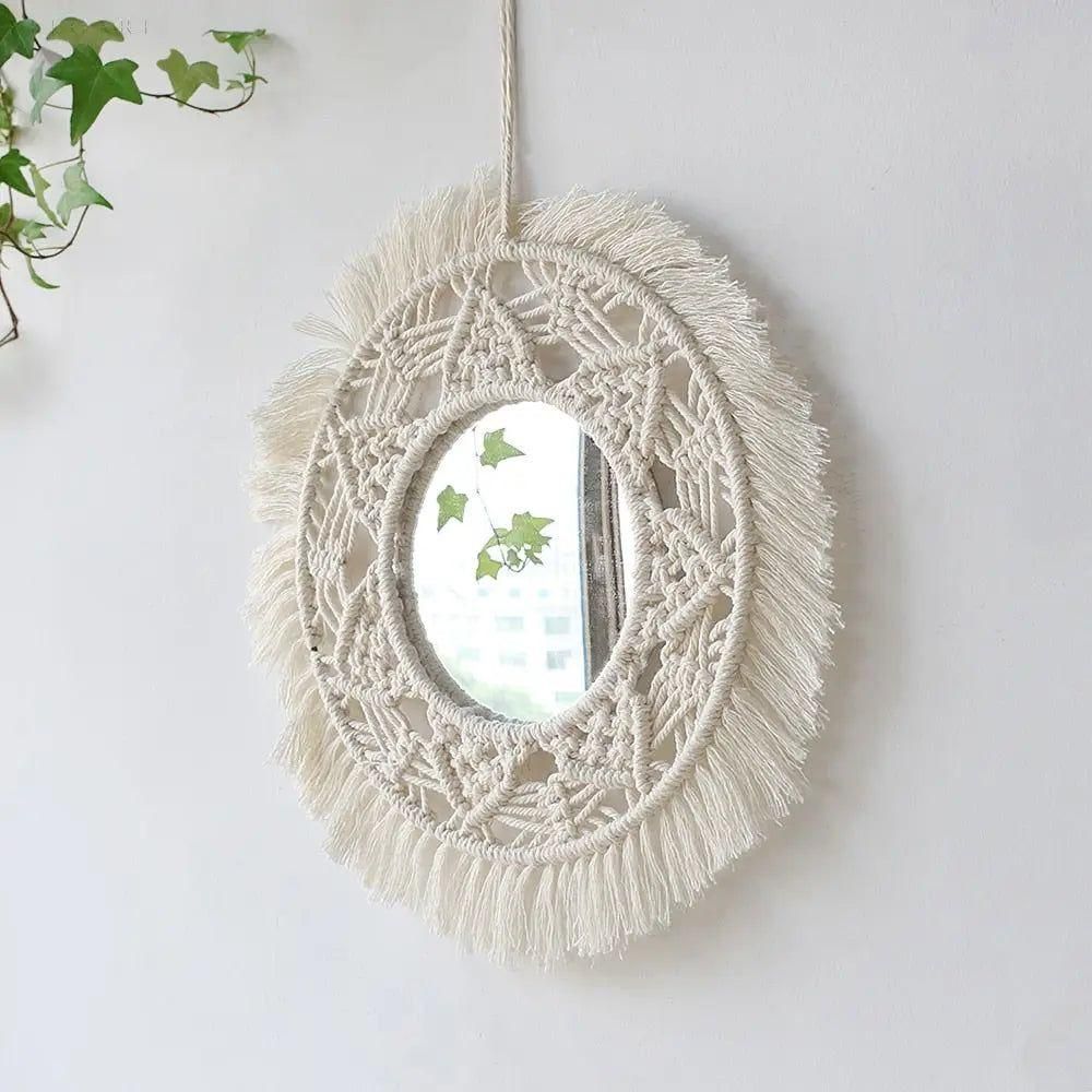 BohoDecor Spegel - Ästetisk Rund Boho Väggspegel Carvallo