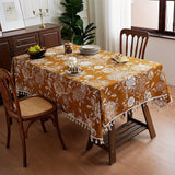 Pä Peacock Flower Boho Blommig Duk med Fringed Carvallo