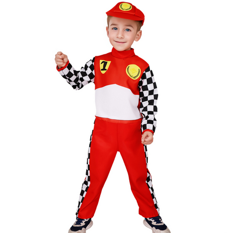 Racerbilsförardräkt för pojkar - Rutig långärmad Halloweenjumpsuit MILA Sverige