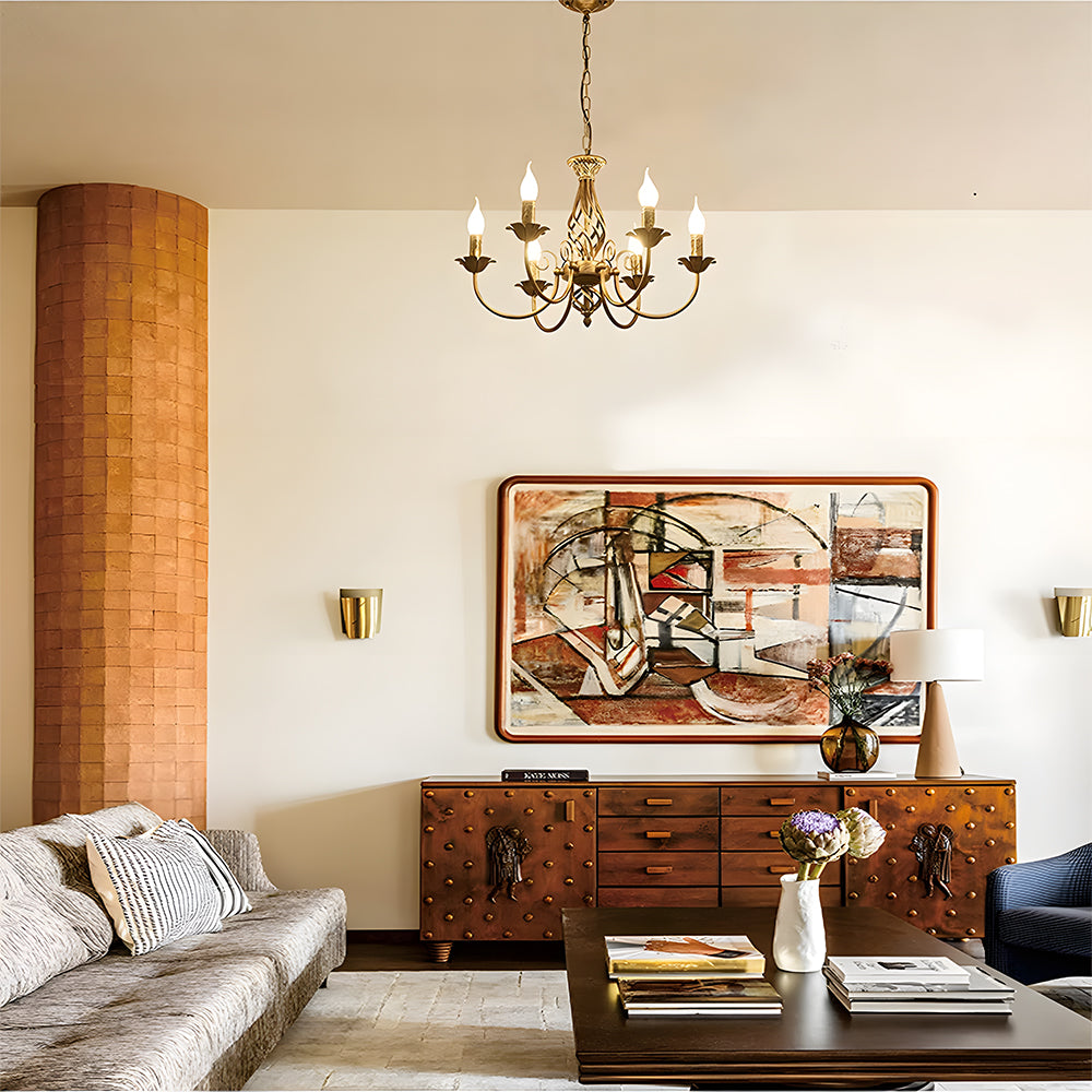 Vintage Bronze Chandlier | 4/6/8 Ljus Matsal Takarmatur i Järn | Brick by Brick Carvallo