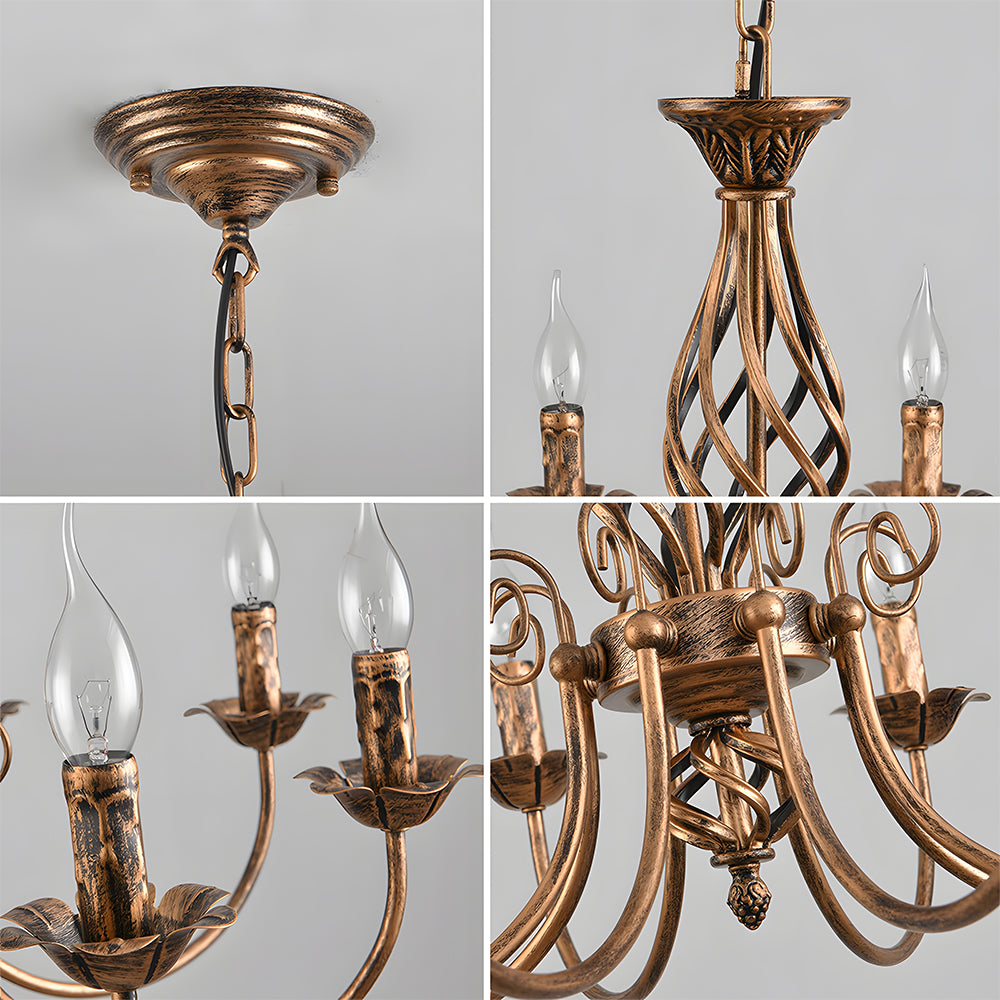 Vintage Bronze Chandlier | 4/6/8 Ljus Matsal Takarmatur i Järn | Brick by Brick Carvallo