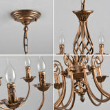 Vintage Bronze Chandlier | 4/6/8 Ljus Matsal Takarmatur i Järn | Brick by Brick Carvallo