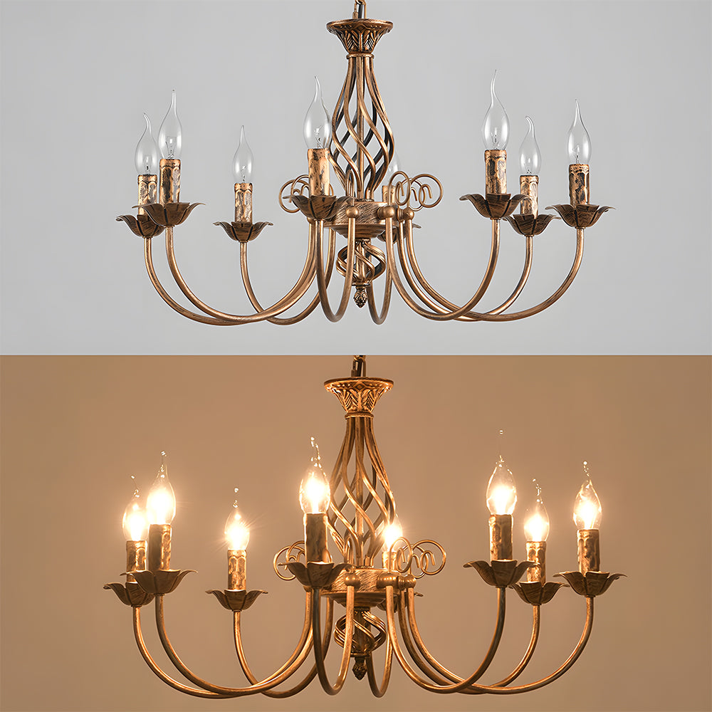 Vintage Bronze Chandlier | 4/6/8 Ljus Matsal Takarmatur i Järn | Brick by Brick Carvallo