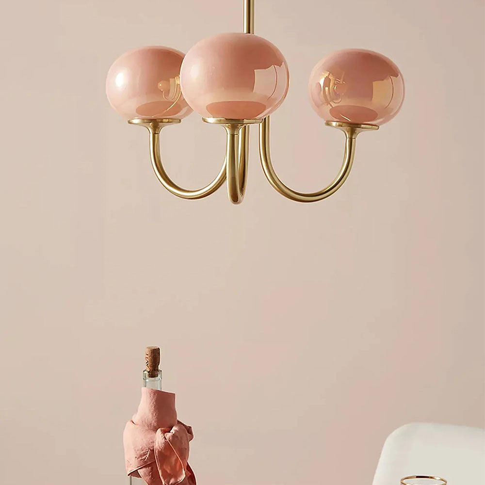 Modern Bubble Chandelier | Rosa Glas & Guld Finish | 19.69" Pendellampa | Stilfull Hem Accent Carvallo
