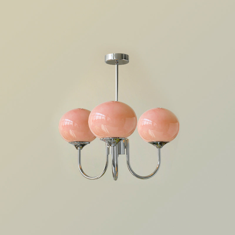 Modern Bubble Chandelier | Rosa Glas & Guld Finish | 19.69" Pendellampa | Stilfull Hem Accent Carvallo