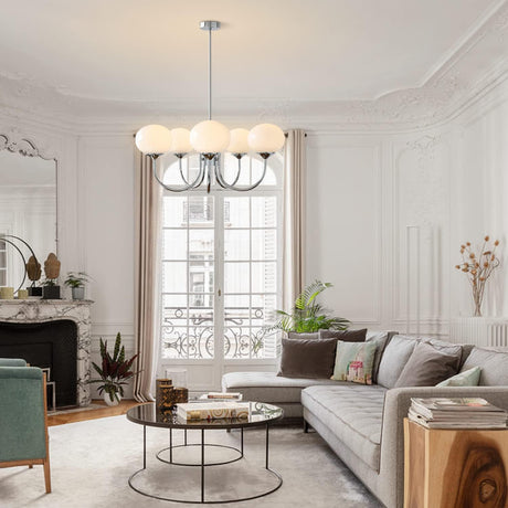 Modern Bubble Chandelier | Rosa Glas & Guld Finish | 19.69" Pendellampa | Stilfull Hem Accent Carvallo