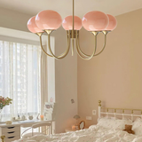 Modern Bubble Chandelier | Rosa Glas & Guld Finish | 19.69" Pendellampa | Stilfull Hem Accent Carvallo