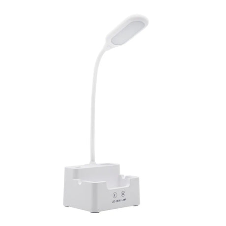 DeskBright - Flexibel LED-skrivbordslampa med penna- och telefonhållare, dimbar och USB-laddningsbar Carvallo