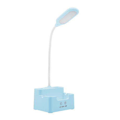 DeskBright - Flexibel LED-skrivbordslampa med penna- och telefonhållare, dimbar och USB-laddningsbar Carvallo