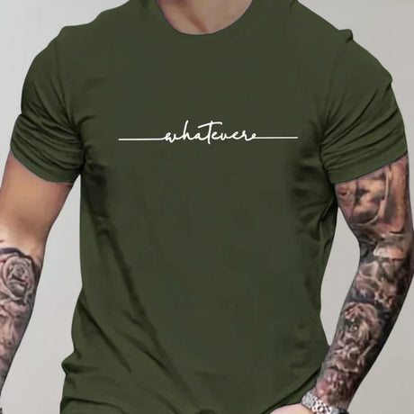 Herr T-shirt Avslappnad Rund Halsringning 100% Bomull-Herr T-shirts-Bellasverige-Armégrön-S-Hemnix
