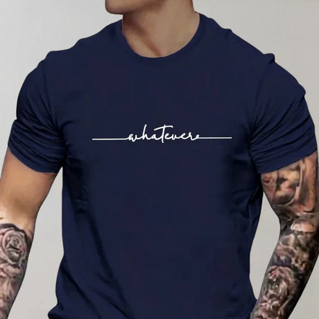 Herr T-shirt Avslappnad Rund Halsringning 100% Bomull-Herr T-shirts-Bellasverige-Marinblå-S-Hemnix