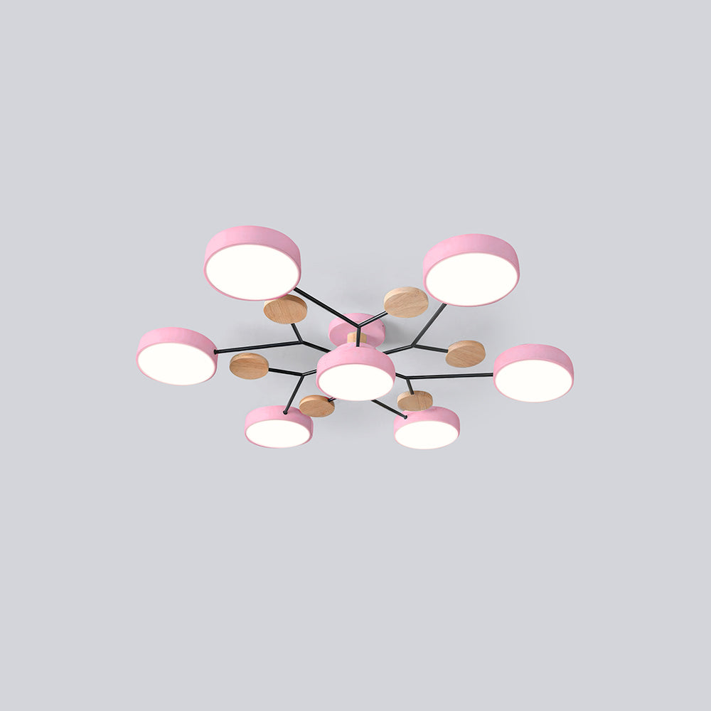 Nutida Rund Järn LED Semi-Flush Kandelaber Carvallo