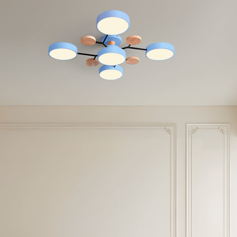 Nutida Rund Järn LED Semi-Flush Kandelaber Carvallo