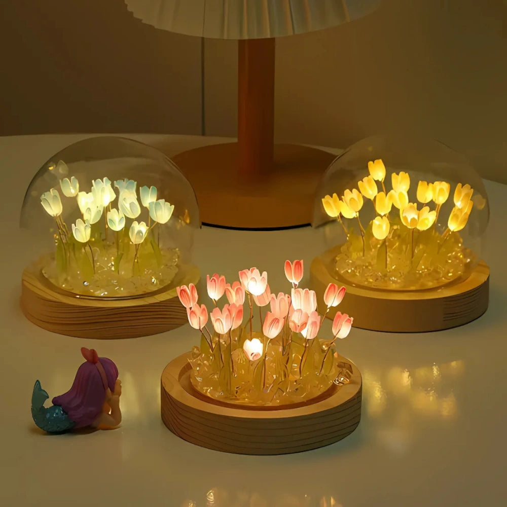 Graceful Tulip Ljus Under Glasdome för Lugnande Atmosfär Carvallo